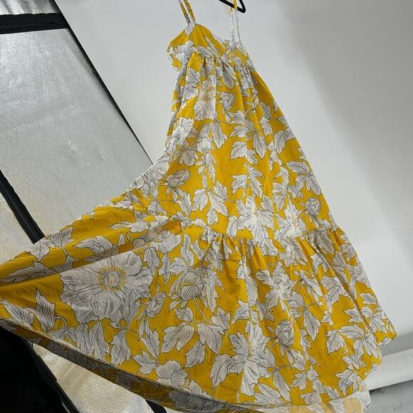 ZARA Printed Poplin DRESS TRF Yellow White Floral flowy vacation size M - Picture 7 of 8